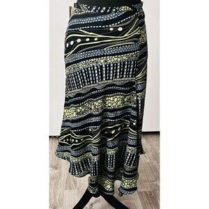 Valerie Stevens Abstract Silk Asymmetrical Skirt Wm's 6 Size Colorful Art Boho
